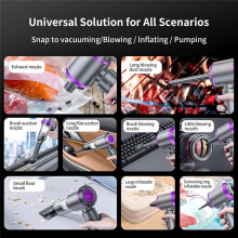 Car Vacuum Portable Cordless Vacuum Cleaner Compressed Air Duster&Air Blower&Pump Hand Held Vacuum Silver