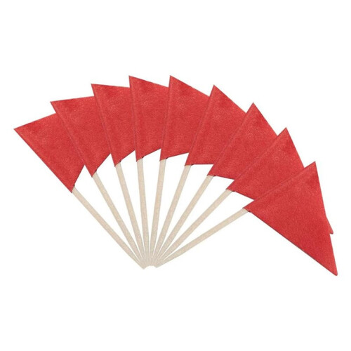 600 Pcs Solid Red Toothpick Flags Small  Plain Red Color Stick Cupcake Toppers Flags DIY Decoration 1
