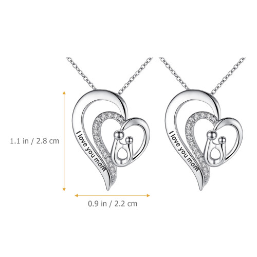 2 Moederdag Ketting Hartvorm Ketting Decoratief Hanger 1
