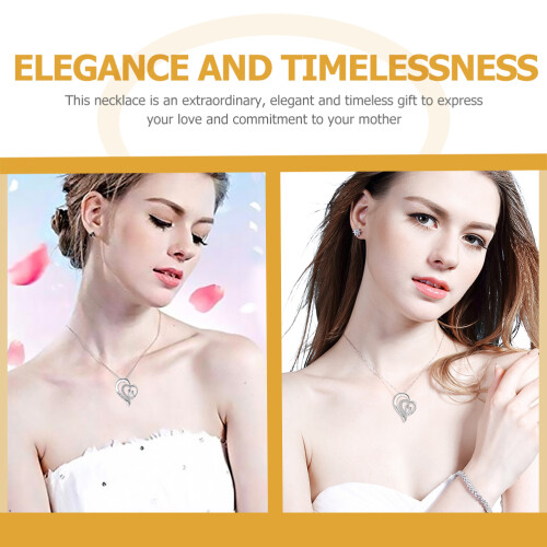 2 Moederdag Ketting Hartvorm Ketting Decoratief Hanger 2