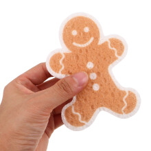 6St Herbruikbare Gingerbread Man Afwassponsen Houtpulp Koffie