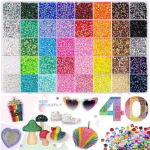 36000 Stück Jelly-Strasssteine in 40 Farben zum Verzieren, 3 mm Bunte, Flache Harz-Edelsteine, Set für Bastelarbeiten, Nagelkunst, Schuhe