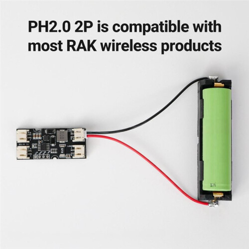 18650 Battery Holder with PH2.0-2P Connector for RAK Wireless Development Boards PH2.0 2P Interface