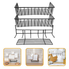 4St Zwarte Ijzeren Grid Wandhaken Met Manden Voor Broom En Mop Opslag