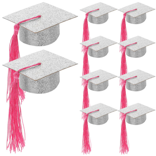 20Pièces Décorations Goblet Argentées Chapeaux Mini Graduation Party