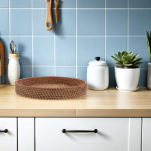 Chocolade Ronde Rieten Serveerschaal Met Handgrepen Voor Opslag