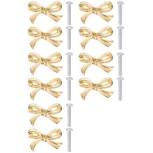 10 Boutons de Commode en Laiton Doré en Forme de Nœud Vintage pour Armoire, Armoire, Cuisine