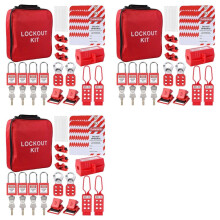 3X Lockout Tagout Kit, Electrical Loto-Kit with Circuit Breaker Lockout, Lockout Hasps, Lock Out Tags Multi-Pole Breaker