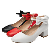 1Paar Dames Mid-Heel Elegant Met Strik En Zwarte Gespsluiting