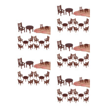 20Ensembles Accessoires Table Et Chaises Miniatures Maison Jeu Marron