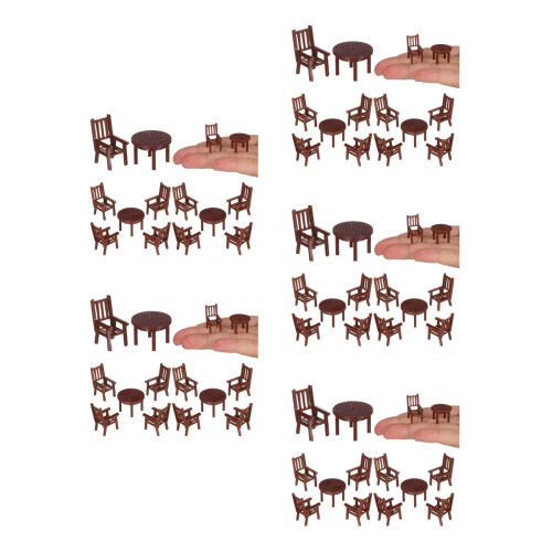 20Ensembles Accessoires Table Et Chaises Miniatures Maison Jeu Marron