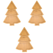 3Pièces Assiettes De Service Sapin De Noël Bois Kaki Pour Apéritifs