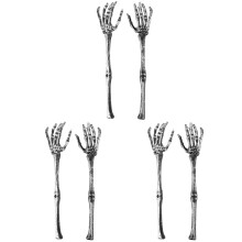 3Paires Mains Squelette Argentées Pour Décor Cimetière Halloween