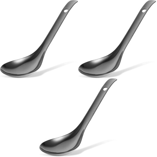 3Pièces Cuillères Cuisine Noir Usage Confortables Solides