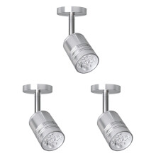 3Pièces Lampe Vitrine LED Argentée 360 Rotative Pour Décor Éclairant