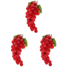 3Pièces Guirlande De Raisins Faux Rouge En Mousse Aspect Réaliste