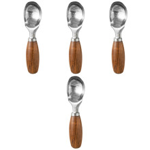 4Pièces Cuillères À Dessert Manche Bois Anti-Dérapant Coloré
