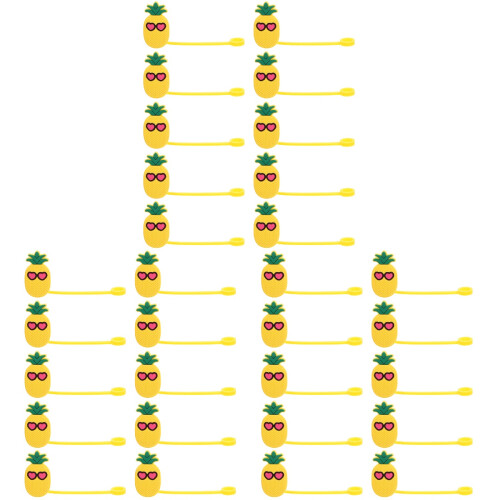30Pièces Embouts Pailles PVC Protection Décor Ananas