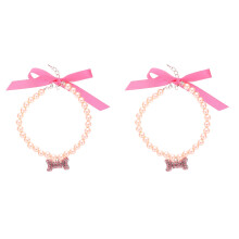 2Pièces Collier Rose Pour Chats, Élégant Respirant