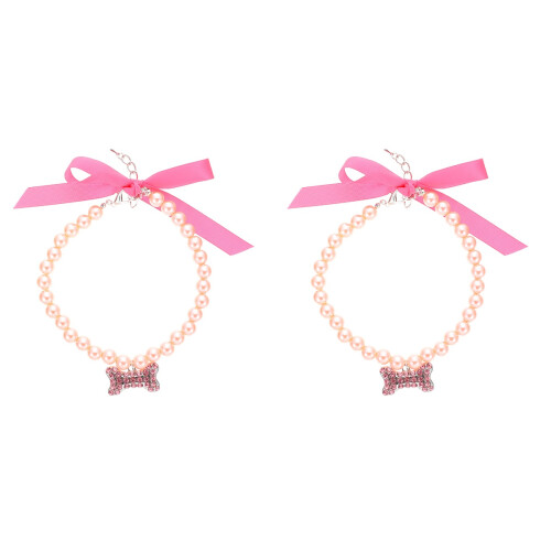 2Pièces Collier Rose Pour Chats, Élégant Respirant