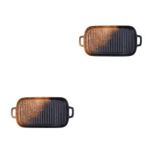 2Pièces Plat À Rôtir Céramique Noir Cuisine Maison