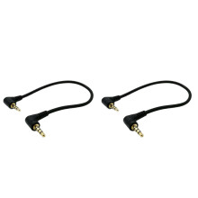 2Pièces Câble Extension Audio 3,5mm Double Angle Noir Pour