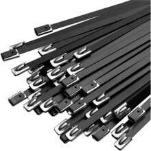 100pc Metal Zip Ties Black 11.8in Stainless Steel Zip Ties Heavy Duty,Wire Multifunctional Locking Exhaust Wrap Flexible
