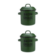 2Pièces Pot De Stockage Huile Vert En Émail, Design Élégant Cuisine