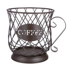 2Pièces Support Café Marron Panier Rangement Capsules Tasses