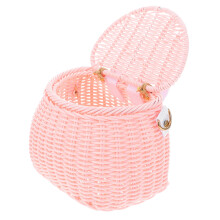 1Panier Pour Enfant En Rotin Rose, Résistant Décoratif