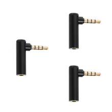 3Pièces Adaptateur 3.5mm À 90 Alliage Aluminium Noir