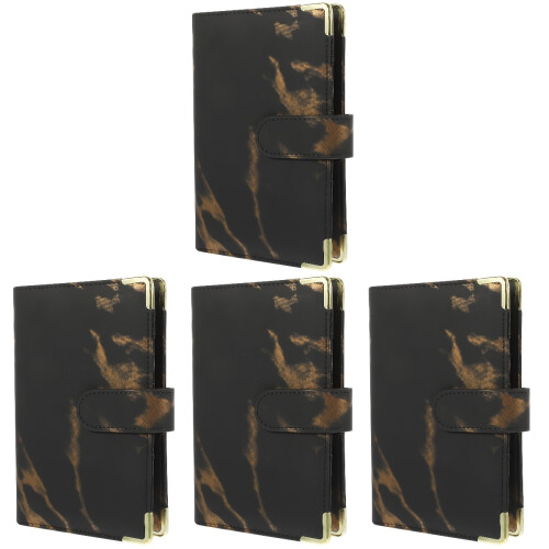 4Pièces PU Pour Cahier A6 Noir Protection Pratique