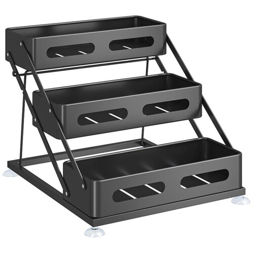 Suitable for Countertop Storage Seasoning Rack Storage Rack Iron Kitchen Spice Storage Rack 3-Layer Foldable Spice Rack