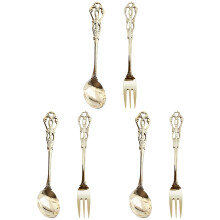 3Ensembles Couverts Dorés Acier Creux Outils De Cuisine Élégants