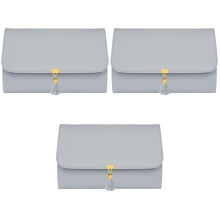 3Pièces Range Bijoux Pliable Cuir Souple Pour Voyage Facile