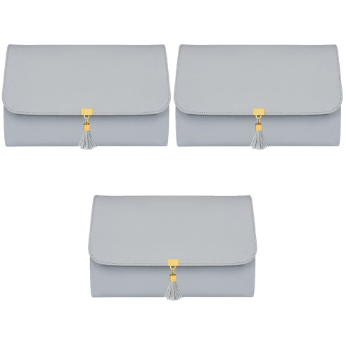 3Pièces Range Bijoux Pliable Cuir Souple Pour Voyage Facile