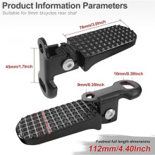10X Bike Pedals, Folding Bicycle Foot Pegs, Rear Footrest Pedals for Mountain Bike E-Bike