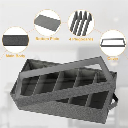 Flatware & Utensil Storage - Durable Silverware Storage Box with Adjustable Divider, 5 Compartment Flatware Storage Case 1