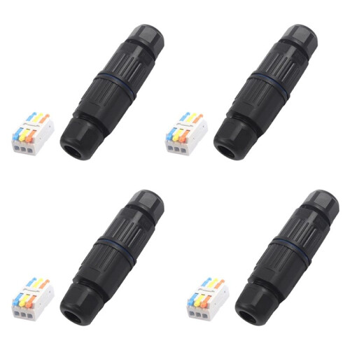 8 Sets Outdoor 3 Way Electrical Cable Connector IP68 Waterproof Junction Box Replaceable Lever Wire Connectors 2