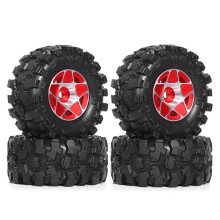 4 Peças 57mm 1.0 Polegadas Metal Beadlock Roda Pneu Conjunto para 1/18 1/24 RC Crawler Car TRX4M SCX24 AX24 FCX24 Vermelho
