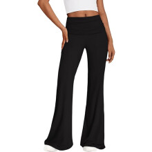 REORIA Pantalones Leggings de Mujer Elegantes Pernera Ancha Negros L — pantalones flare mujer, leggings tiro alto