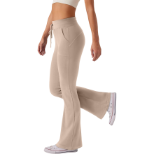 Damenleggings Glocken Beinhosen für Yoga Training Fitness Sport Beige S — glocken leggings damen, glockenhosen zum yoga, beige fitnesshosen