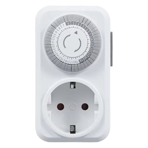 2X Timing Socket 24-Hours Cycle  Mechanical Timer Automatic Shutdown with Overload Protection 16A EU Plug 1