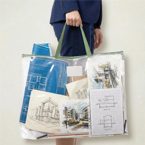 4-Pack Large Sew Project Bags A2 Size with Handle, Mesh Design for Quilting and Crafting 1