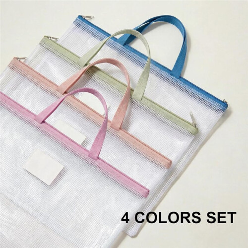 4-Pack Large Sew Project Bags A2 Size with Handle, Mesh Design for Quilting and Crafting 2