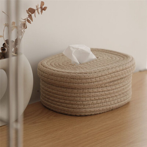 Tissue Box Cover Square Tissue Holders Cotton Rope Covers Rectangular Tissue Box Cute Accessories Decorative Organizer A 1