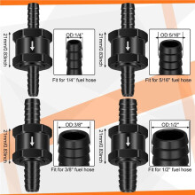 1/4 Inch 5/16 Inch 3/8 Inch 1/2 Inch Fuel Non-Return Inline One-Way Check Valve Suitable for Gasoline (8 Pieces Black)