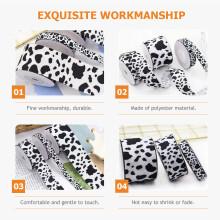 2Rolls DIY Ribbon Met Koeienprint Voor Decoratie En Knutselprojecten