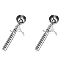 2Pièces Cuillères À Glace Acier Argent Faciles À