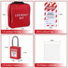 3X Lockout Tagout Kit, Elektrisk Loto-Kit med Circuit Breaker Lockout, Lockout Hasps, Lock Out Tags Flerpolig Breaker